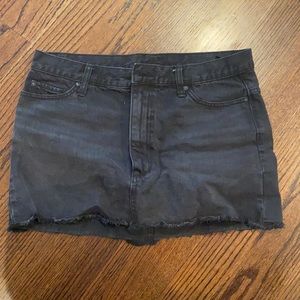 Faded black denim skirt